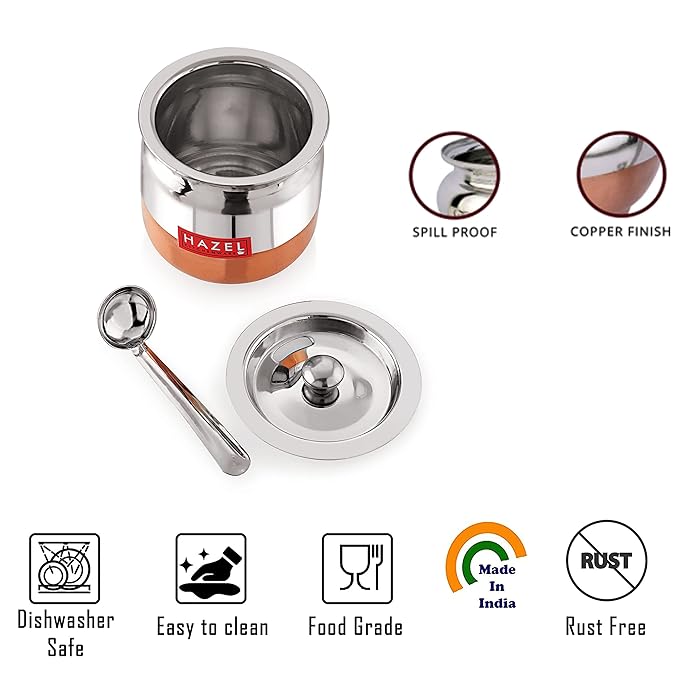 Hazel Stainless Steel Oil and Ghee Container with Spoon for Kitchen 300 ml Multipurpose Oil