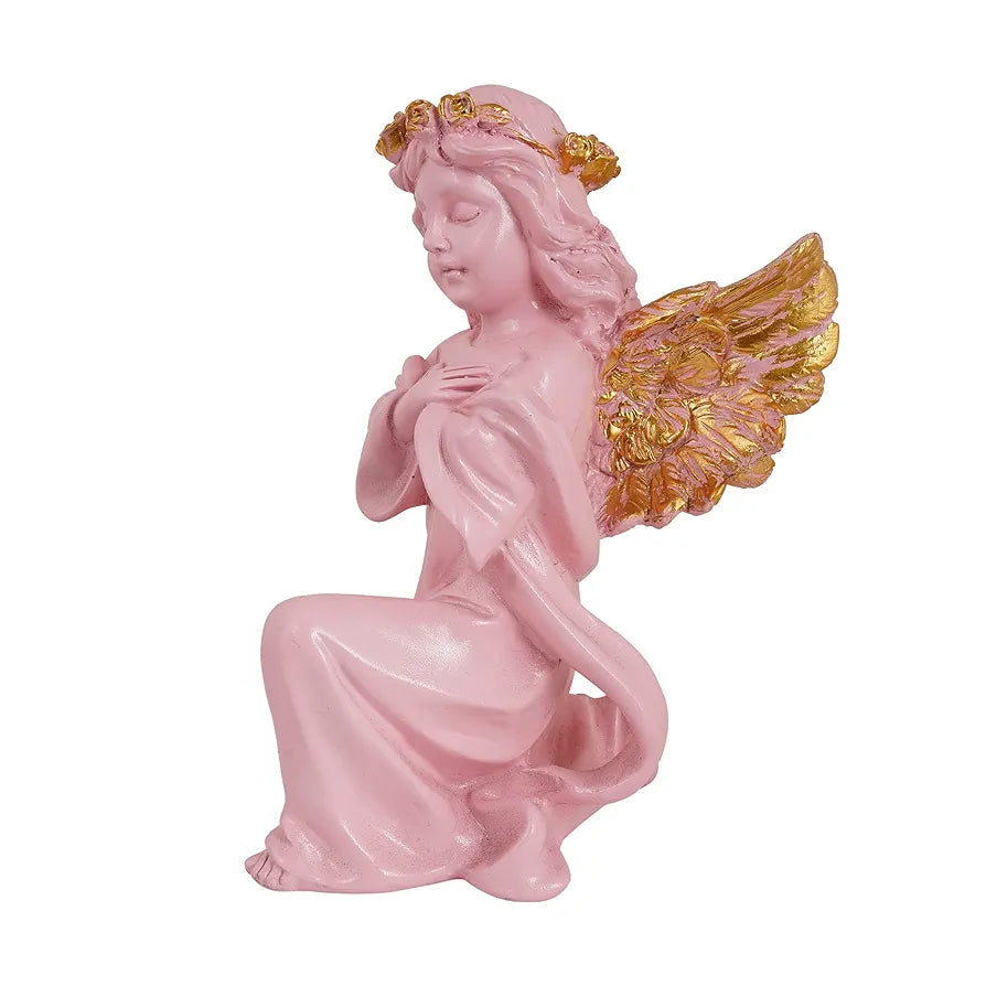 Zart Angel Girl Gold Winged Statue for Home Decor Item
