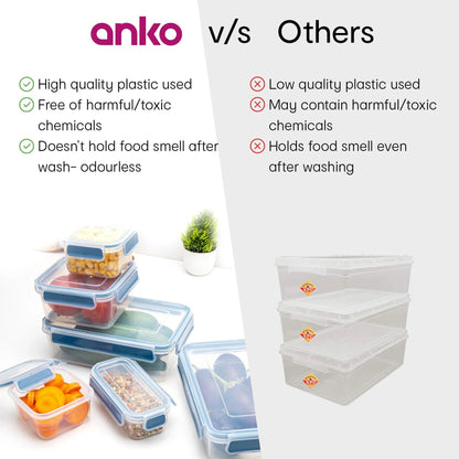 Anko Set of 10 BPA-Free Plastic Storage Containers with Lockable Lids | Airtight | Clear