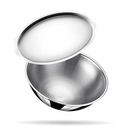 Stahl Artisan Triply Stainless Steel Tasla With Lid | Kadhai Without Handle | Induction & Gas Stove Compatible | 0.7 L | 16 Cm