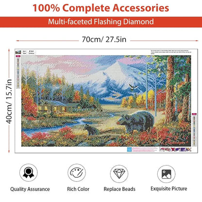 TREXEE 5D Diamond Painting, Large Size Black Bear Diamond Painting for Adults, DIY Full Drill Crystal Rhinestone, Art Diamond Painting for Home Wall Decor 