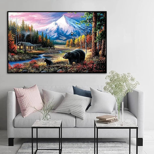 TREXEE 5D Diamond Painting, Large Size Black Bear Diamond Painting for Adults, DIY Full Drill Crystal Rhinestone, Art Diamond Painting for Home Wall Decor 