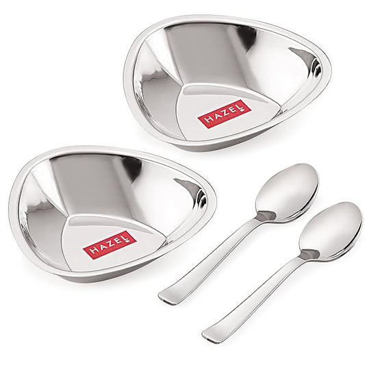 Hazel Stainless Steel Serving Bowls Set With Spoon Serving Bowls For Snacks