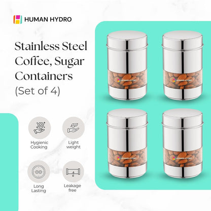 Human Hydro Stainless Steel Storage Containers - Set of 4 (500ml Each)