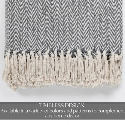 Homadorn All Season Cotton Weaved Throw Blanket Colour Grey