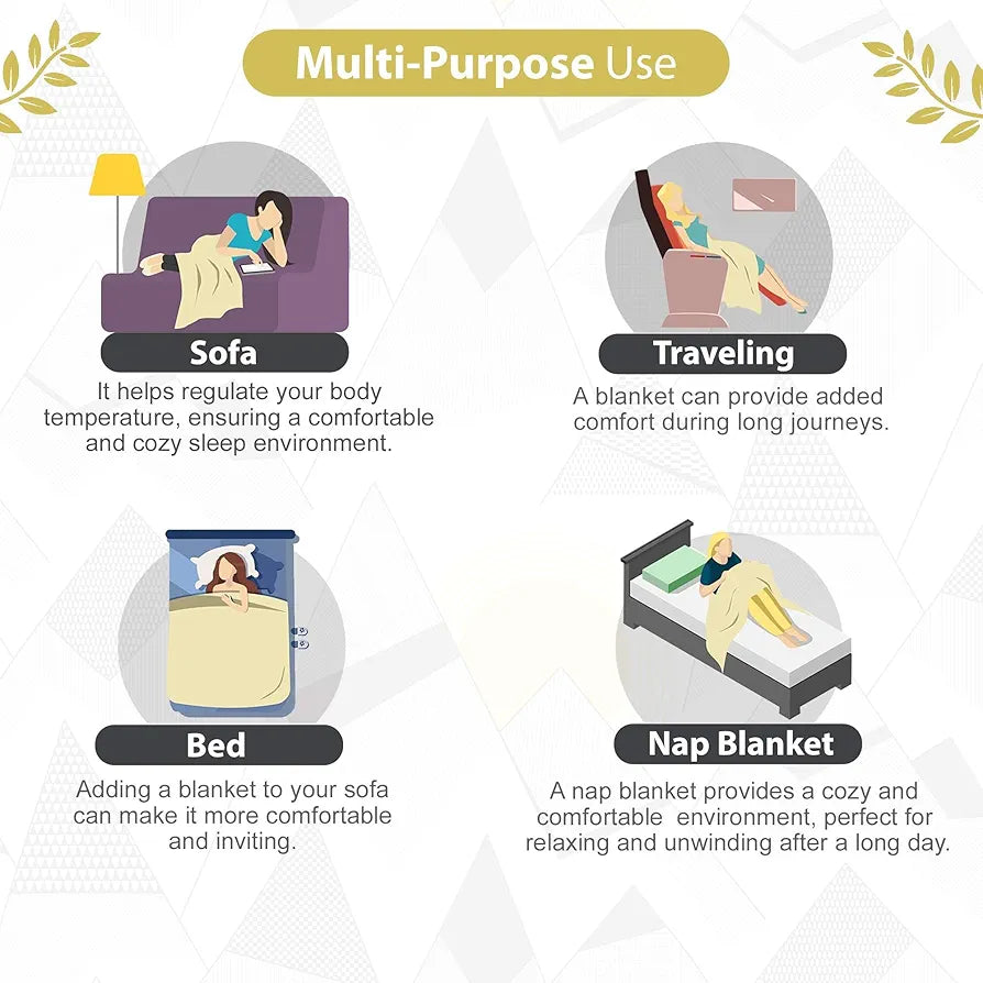 Divine Casa 120 GSM Microfiber Single Dohar Soft & Lightweight Throw Blanket Geometric Triangles Pattern Colour Black & White