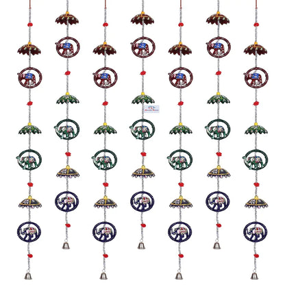 Heart Home Umbrella Shape Door Hanging Windchimes Pairs 3 Paper Mache & 3 Elephants