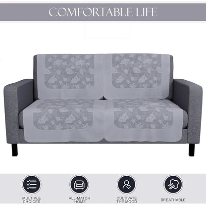 Kuber Industries Set of 6 Net Durable 2+1 Seater Sofa Covers for Living Room Self Net Hawaii Grey