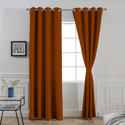Divine Casa 7 Feet Super Satin Semi Blackout Door Curtain Colour Orange Rust for Home & Office (Pack of 1)