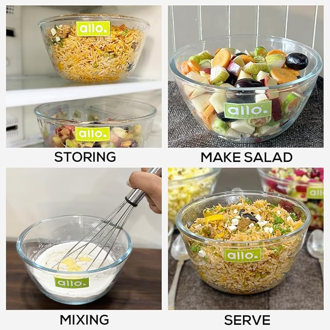 Allo Food Safe Borosilicate Glass Mixing & Serving Bowls for Kitchen Safe Bowl 2700 ml