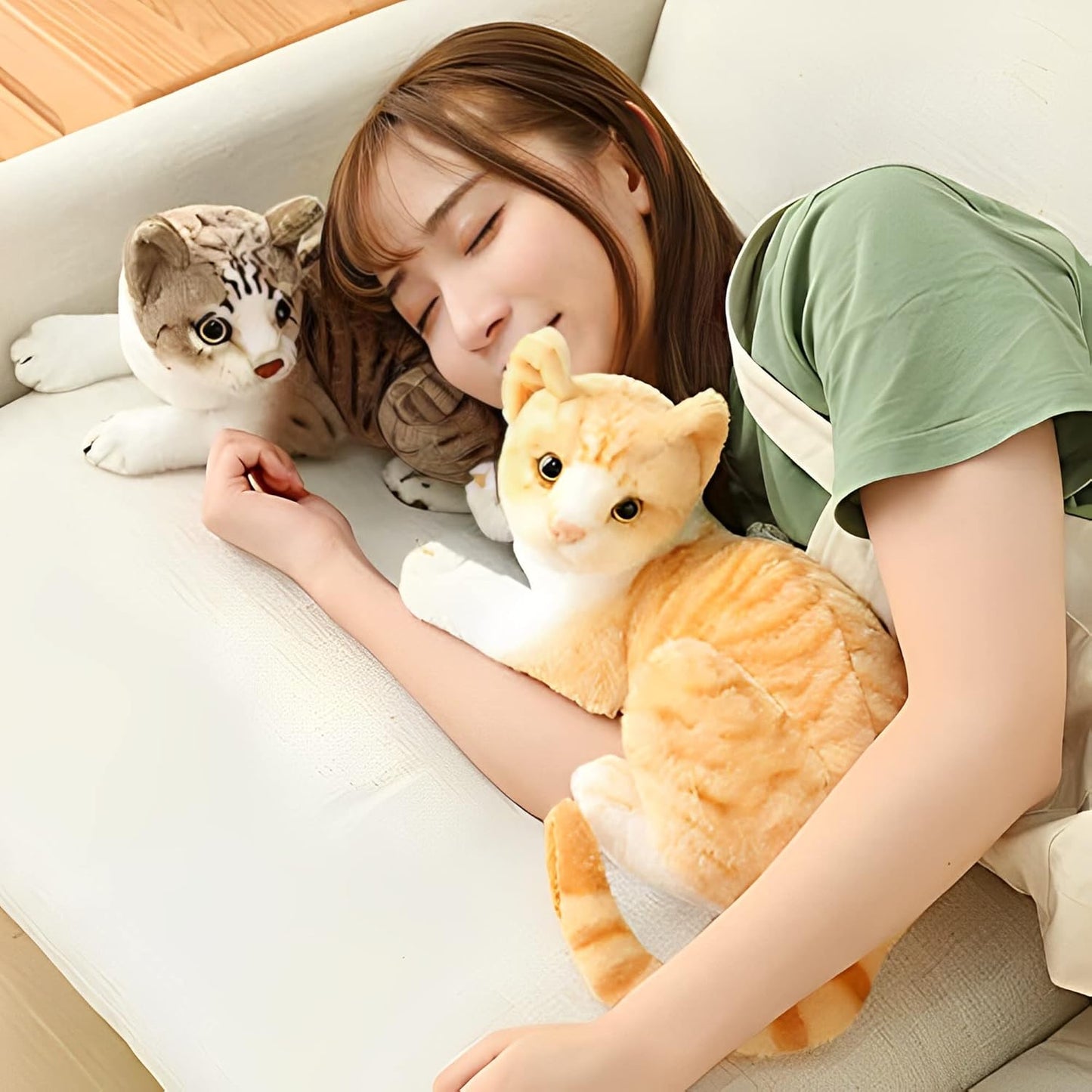 Tickles Cute Cat Soft Stuffed Plush Animal Toy for Kids Yellow 28 cm