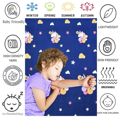 Fresh From Loom 300 TC Glace Cotton Wrinkle Free Soft Elastic Fitted Bed Sheet Cartoon Printed Bedsheets King Size For Kids With 2 Pillow Cover Dinosaur Blue