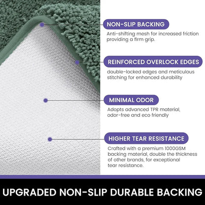 Luxe Home International Microfibre Rectangular Bath Mat Super Soft Anti Skid Newman Mats For Bathroom Colour Green