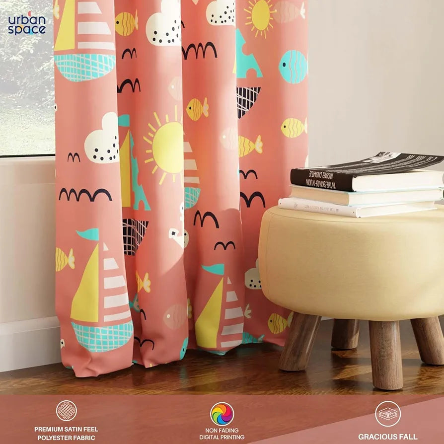 Urban Space Digital Printed Blackout Curtains for Door Bedroom Room Darkening Blackout Kids Decorative Curtains, 1 Piece Curtain Nemo Terra