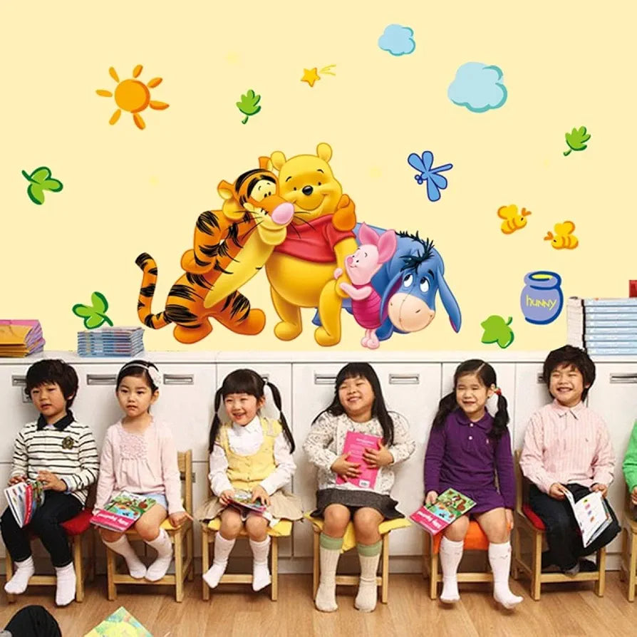 Jaamso Royals Multicolor Winnie the Pooh Wall Sticker Waterproof and Removable Sticker Multicolor Train Wall sticker