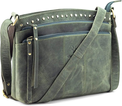 Goatter Hunter Leather 11.5" Crossbody Bag for Women,