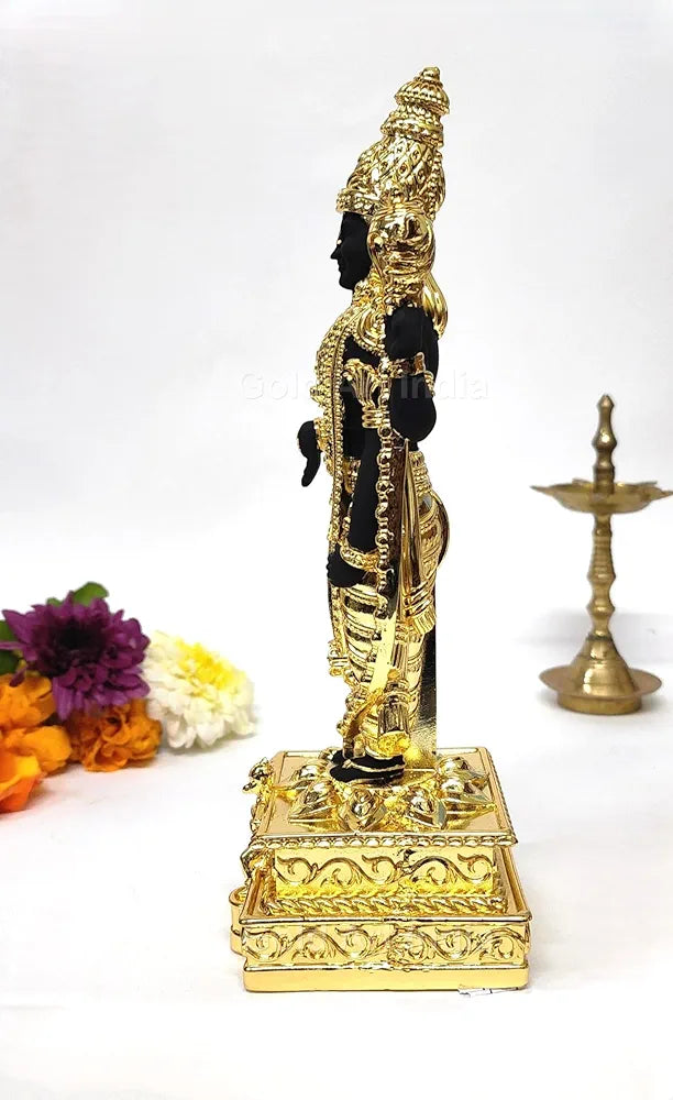 Gold Art India Lord Tirupati Balaji Gold Plated Idol with Black Terracotta Finish
