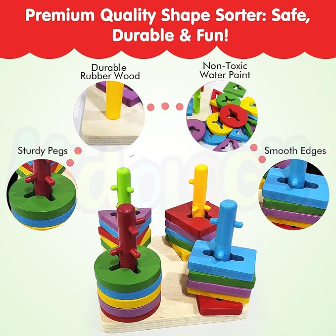 Kidology Wooden Shape Sorting Game for Kids Age 3+ Years