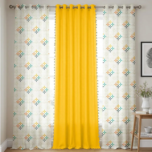Urban Space Floral Cotton Curtains For Door Combo Set Of 3 Curtains Room Darkening Curtain For Home Decor