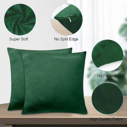 Cloth Fusion Velvet Sofa Cushion Cover Set of 5 Luxurious Cushion Cover Green
