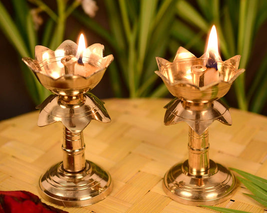 Pure Brass Diya for Puja - Set of 2
