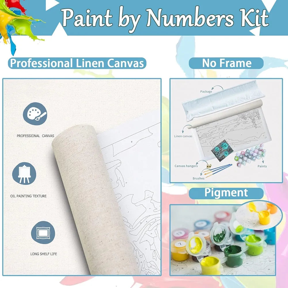 TREXEE Pink Peony Vase DIY Acrylic Paint by Numbers Kit for Adults Kids Beginner DIY Oil Number Painting Kit Painting Acrylic Oil Painting Wall Decoration 