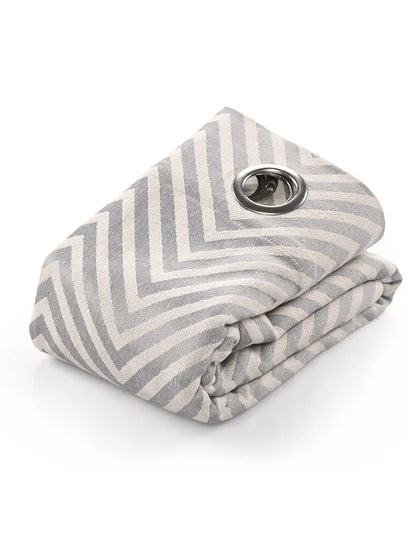 Saral Home Easy Living Chevron Cotton Room Darkening Long Door Grommet Curtains Colour Grey