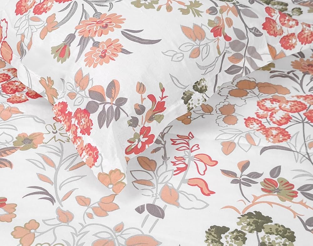 Divine Casa 144 TC 100% Cotton Bedsheet for Single Bed with 1 Pillow Cover Colour Coral Pink