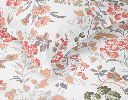 Divine Casa Double Size Bedsheet for Double Bed 144 TC Pure Cotton Queen Size with 2 Pillow Covers Floral Colour Peach Blush