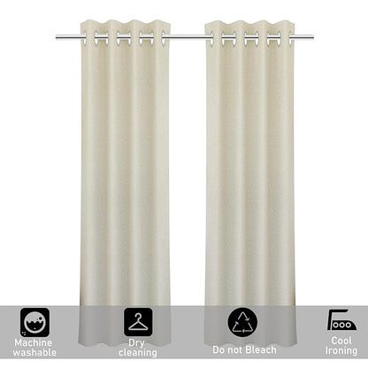 Kuber Industries Stylish Door Curtains for Living Room & Bedroom Web Net Colour Cream