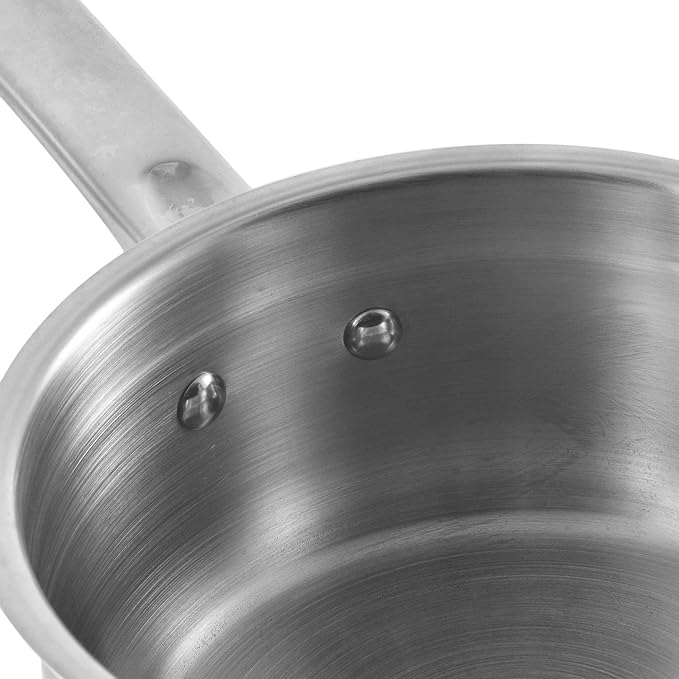 Vinod Two Tone Stainless Steel Saucepan with Glass Lid - 1.1 Litre, 14 cm | 6.2mm Thick | Triply Saucepot, Sturdy Riveted Handle