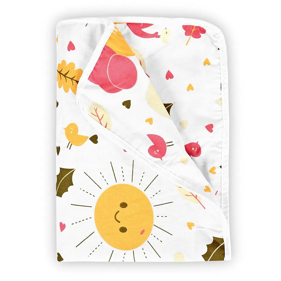 Divine Casa Pure Cotton Printed Single Dohar for Newborn Baby 120 GSM Soft & Lightweight Throw Blanket Colour Marlin White
