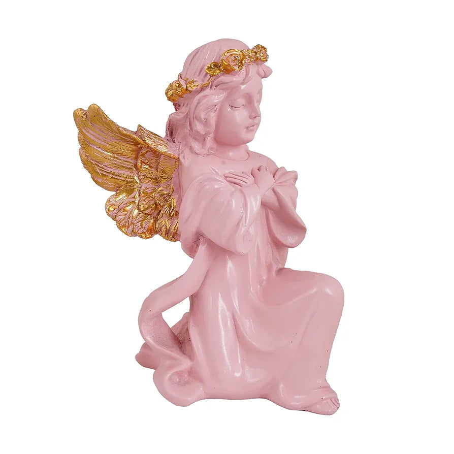 Zart Angel Girl Gold Winged Statue for Home Decor Item