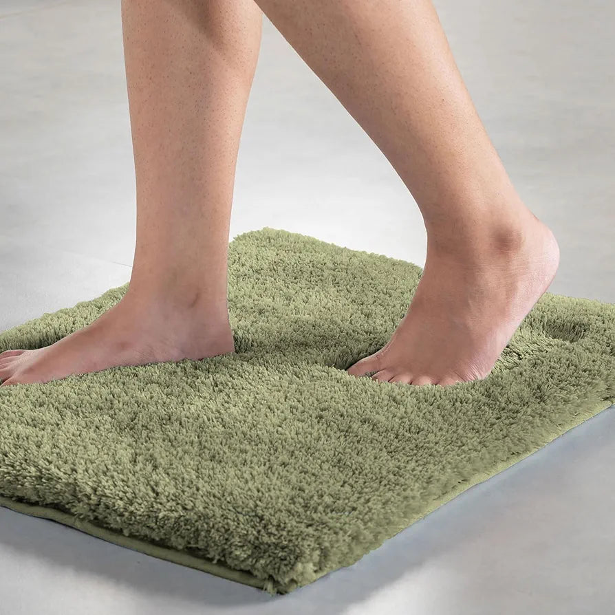 Luxe Home International Microfiber Bath Mat Super Soft Non Slip Vegas Rectangular Mats 45x75 cm Colour Green