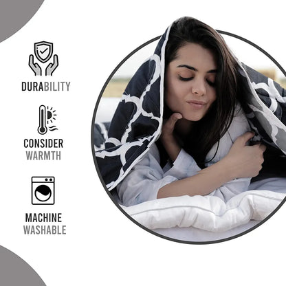 Divine Casa Microfiber 150 GSM Reversible Double Bed Comforter Ultra Soft & Lightweight BlanketColour Caviar