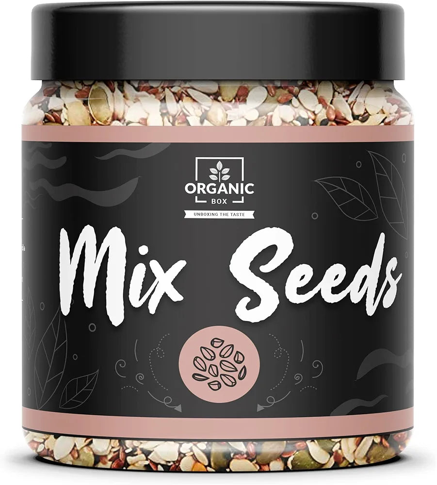 Organic Box 100% Natural Premium 5 in 1 Mix Seeds + Raisins for Eating  | Mix Seeds | Diet Snacks - 400gm - Diwali Gift Pack
