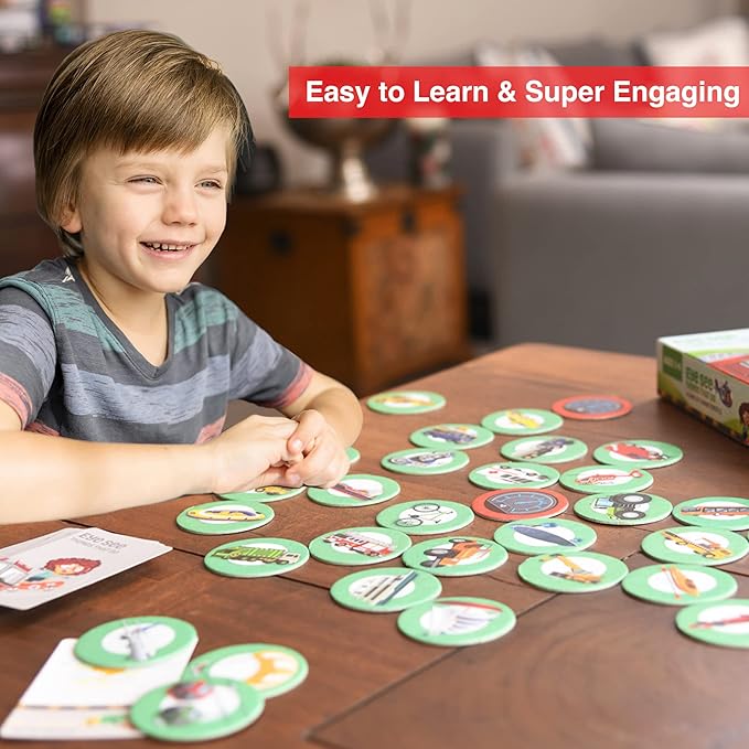 Chalk and Chuckles Educational Game- Eye See Things That Go | Gifts for Kids Age 3-6 | Super Fun Learning Toys