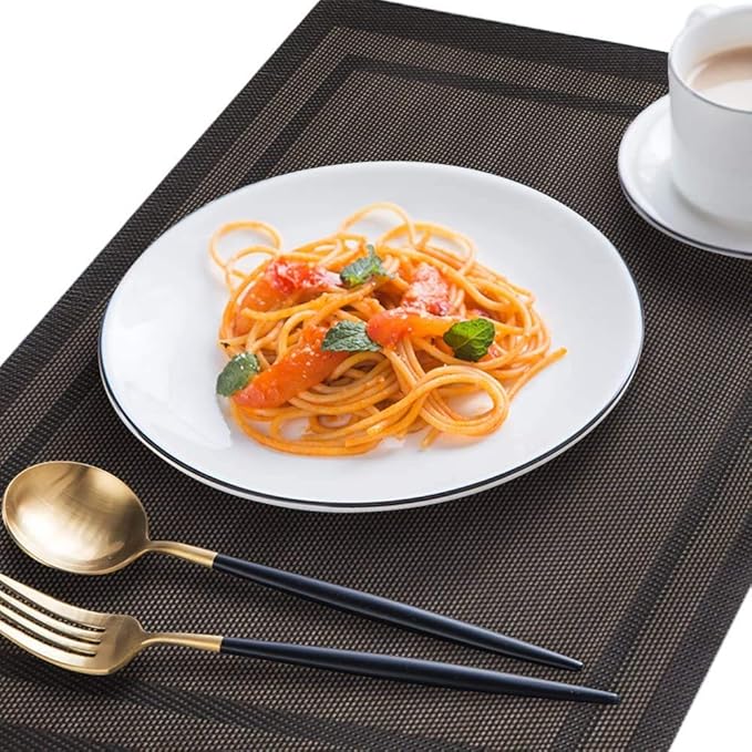 Leeonz Easy to Clean Non Slip Heat Resistant Dining Table Mats Black Set of 4pcs