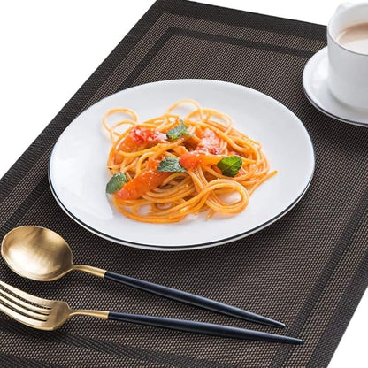 Leeonz Easy to Clean Non-Slip Heat Resistant Dining Table Mats Black Set of 6pcs
