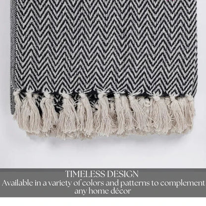 Homadorn All Season Cotton Weaved Throw Blanket Colour Black