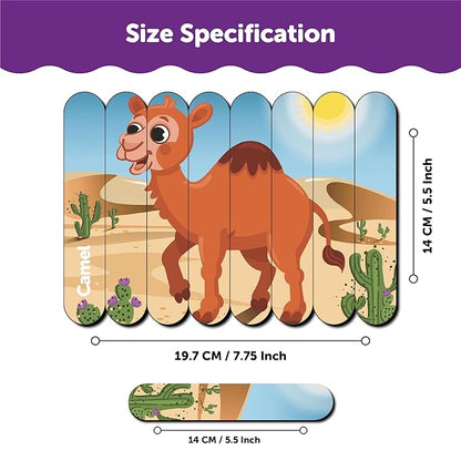 Mini Leaves Animal Theme Strip Wooden Puzzles | Picture Puzzle Strip for 3+ Years Kids | Multicolor 4 Patterns 32 Pieces