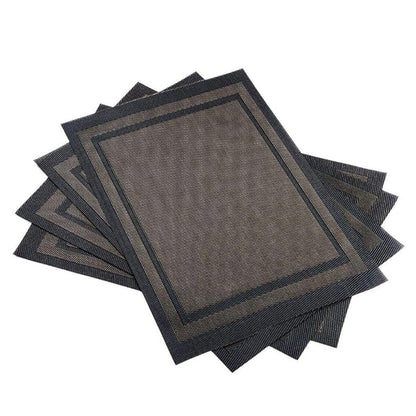 Leeonz Easy to Clean Non-Slip Heat Resistant Dining Table Mats Black Set of 6pcs