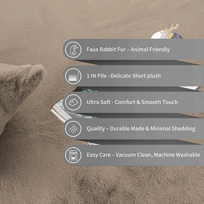 Luxe Home International Ruffle Bath Mat Rabbit Fur 1000 Gsm Bathroom Door Rectangular Foot Mats Rug 60X90 Cm Colour Taupe