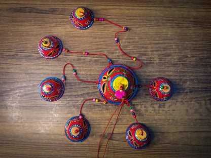 Little Rajasthani Handicraft Hand Painted Wind Chimes Multicolor Random Colors