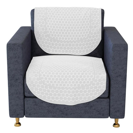 Kuber Industries Dot Sofa Slipcover Set 5-Seater Sofa Cover for Home Decor White