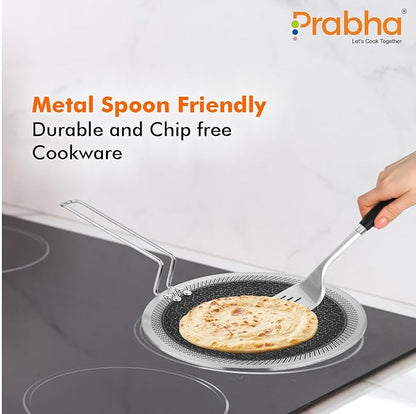Prabha Tri-Ply Stainless Steel Hexa Cube Tawa Non Stick Coating Roti Tawa Food Grade Steel 26cm