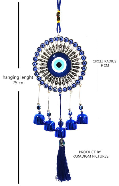 Paradigm Pictures 5 Bells Wind Chimes for Home Positive Energy Evil Eye Hanging for Home