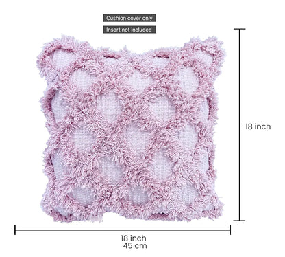 Sajavat Home Hand-Knitted Pure Cotton 3 Seater Sofa Throw & Cushion Cover Colour Beige Pastel Throw & Pink Cushion