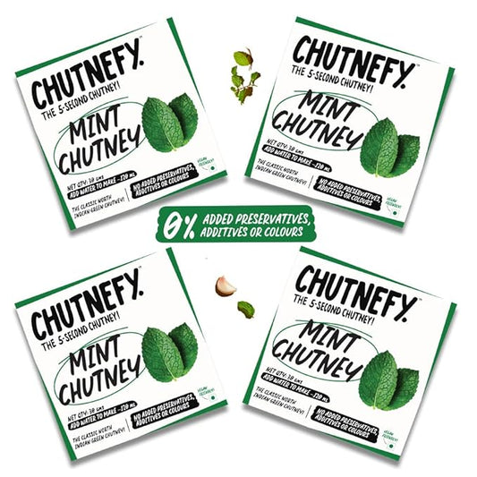Chutnefy - 5-Second Instant Mint/Pudina Chutney - 120 ml Each (Pack of 4)