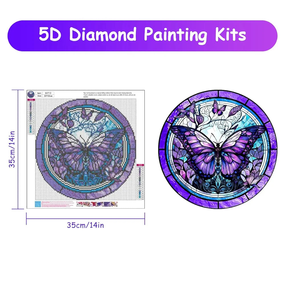 HASTHIP® Diamond Painting Kit - 14x14inch Butterfly Diamond Painting Kits, 5D Diamond Painting Kit for Adults & Kids, Very Suitable for Home Leisure and Wall Decoration, Gift for Kids and Adults
